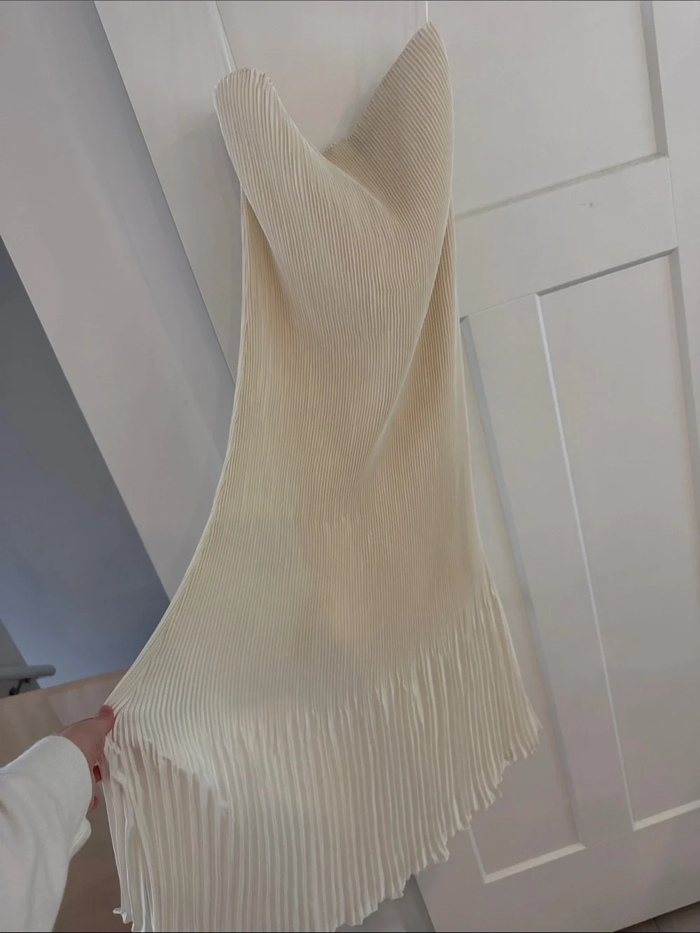 Abercrombie & Fitch Cream Pleated Slip Dress
